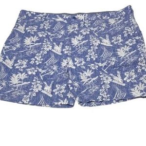 Izod Saltwater Blue/White Tropical Print Shorts, Size 40